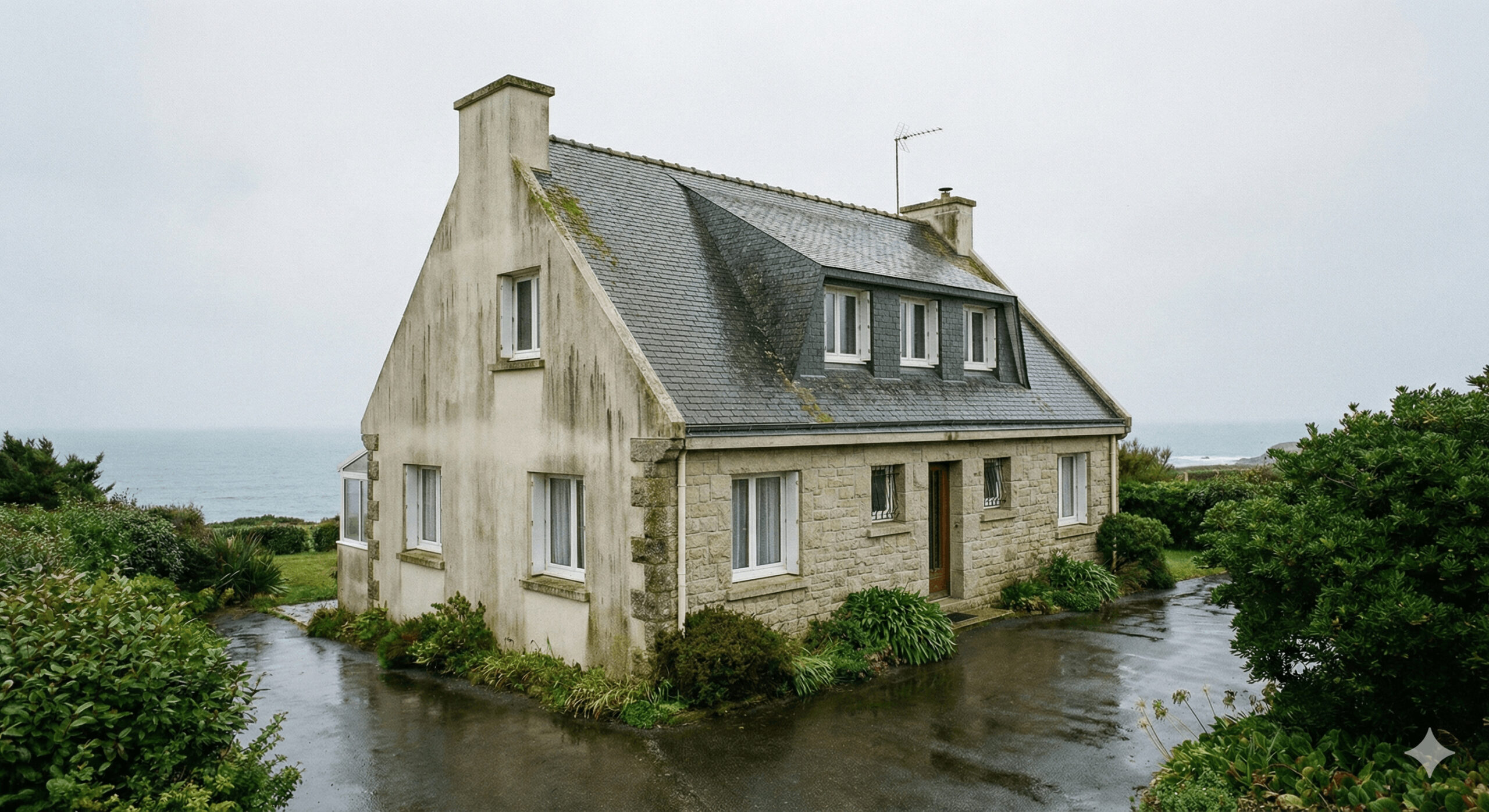 Humidité dans une maison néo-bretonne en Bretagne exposée au climat océanique